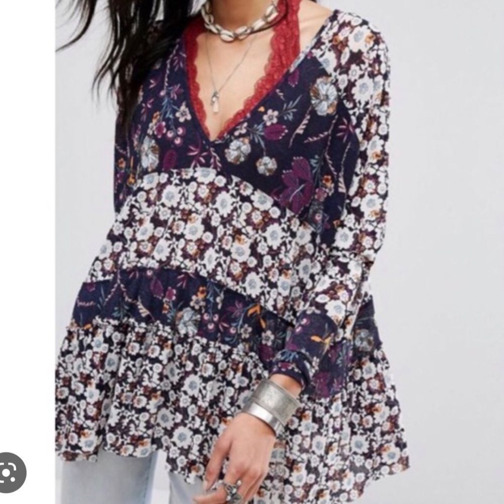 Free People Isabelle Patchwork Tunic Size Small